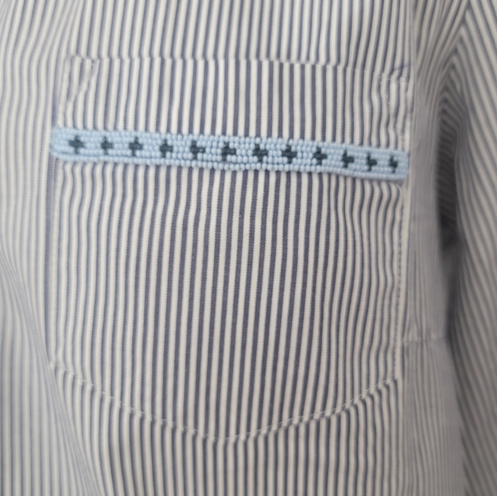 MAXMARA Beaded Accent Western Striped Shirt - Picture 7 of 9